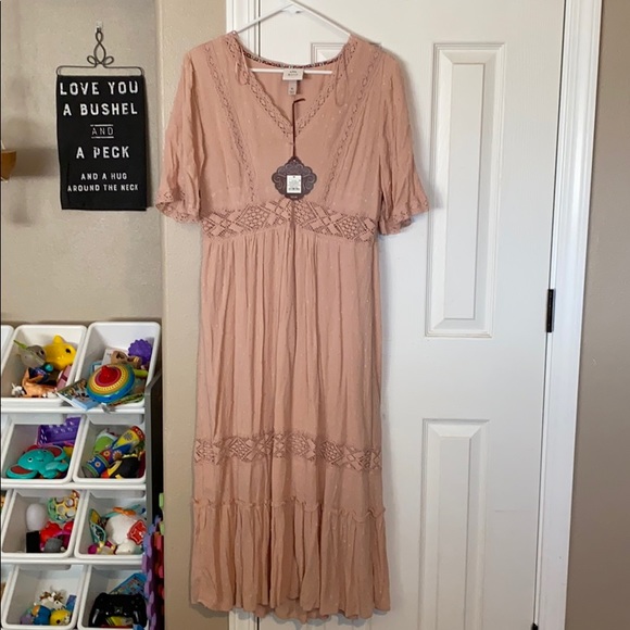 blush boho maxi dress